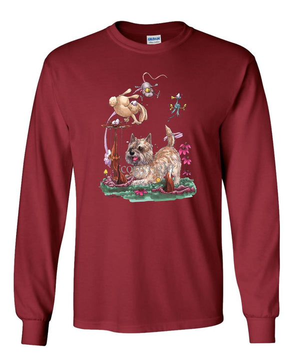 Cairn Terrier - Chasing Fox And Rabbit - Caricature - Long Sleeve T-Shirt