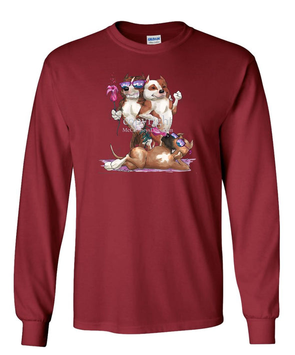 American Staffordshire Terrier - Group Trio - Caricature - Long Sleeve T-Shirt