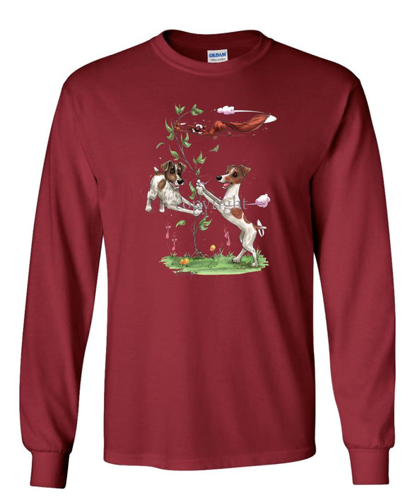 Jack Russell Terrier - Group Spinning Fox In Tree - Caricature - Long Sleeve T-Shirt
