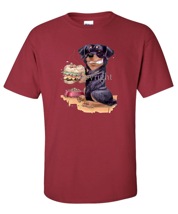 Rottweiler - Cheesburger - Caricature - T-Shirt