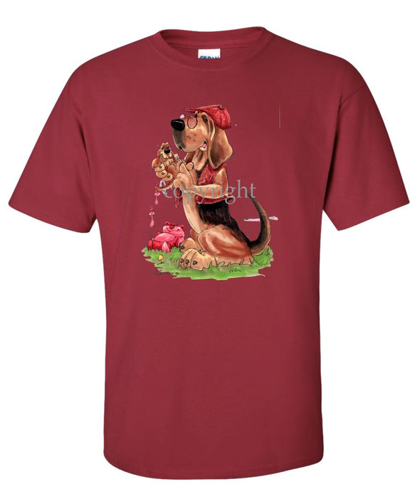 Bloodhound - With-puppy - Caricature - T-Shirt
