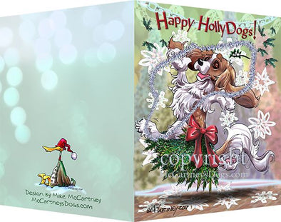 Cavalier King Charles - Happy Holly Dog Pine Skirt - Christmas Card