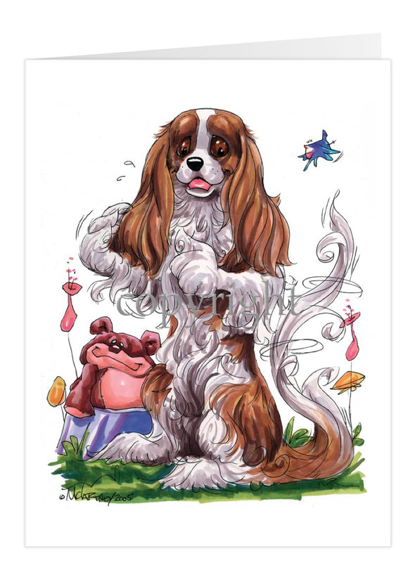 Cavalier King Charles - Sitting Teddy Bear - Caricature - Card
