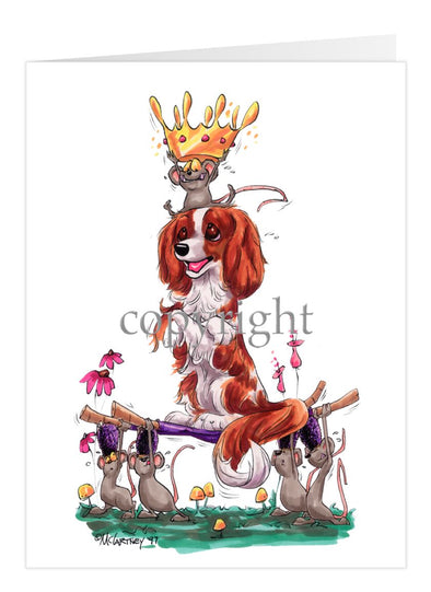 Cavalier King Charles - With Mice And Crown - Caricature - Card