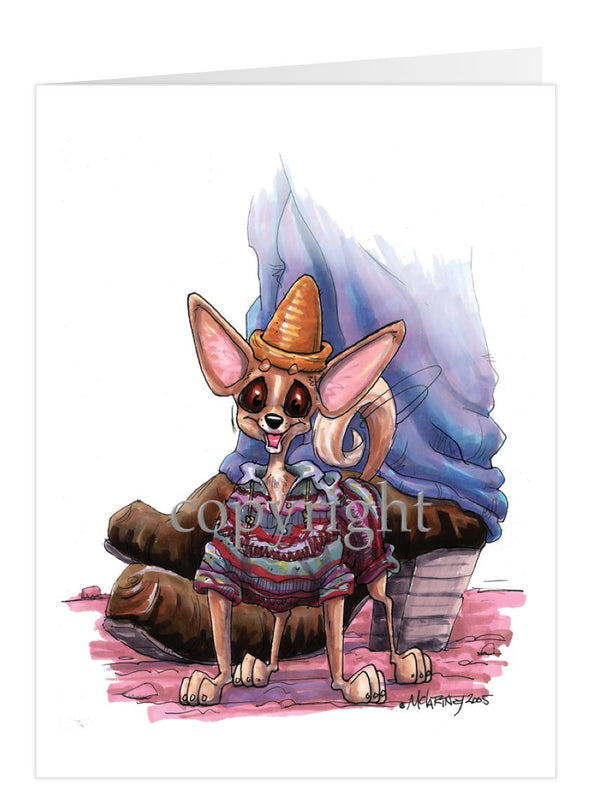 Chihuahua Smooth - Standing With Hat And Sweater - Caricature - Card