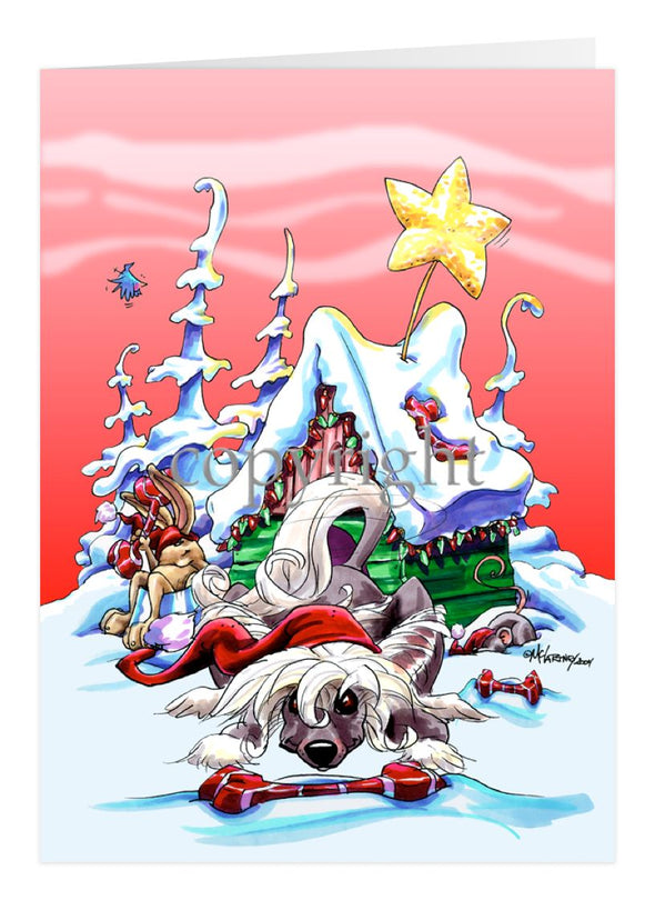 Chinese Crested - Doghouse - Christmas Card