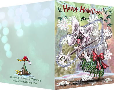 Chinese Crested - Happy Holly Dog Pine Skirt - Christmas Card