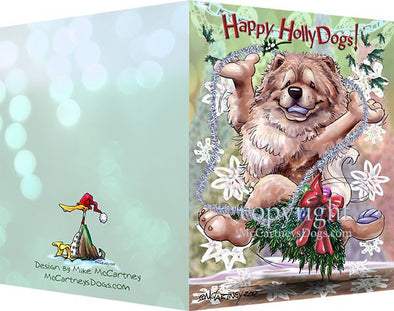 Chow Chow - Happy Holly Dog Pine Skirt - Christmas Card