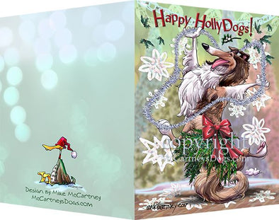 Collie - Happy Holly Dog Pine Skirt - Christmas Card
