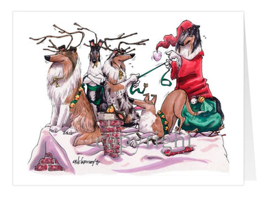 Collie - Santa - Christmas Card