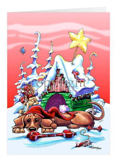 Dachshund - Doghouse - Christmas Card