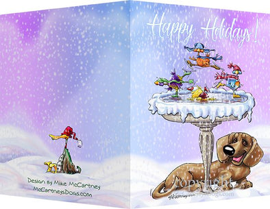 Dachshund - Frozen Bird Bath - Christmas Card