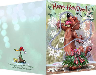 Dachshund - Happy Holly Dog Pine Skirt - Christmas Card