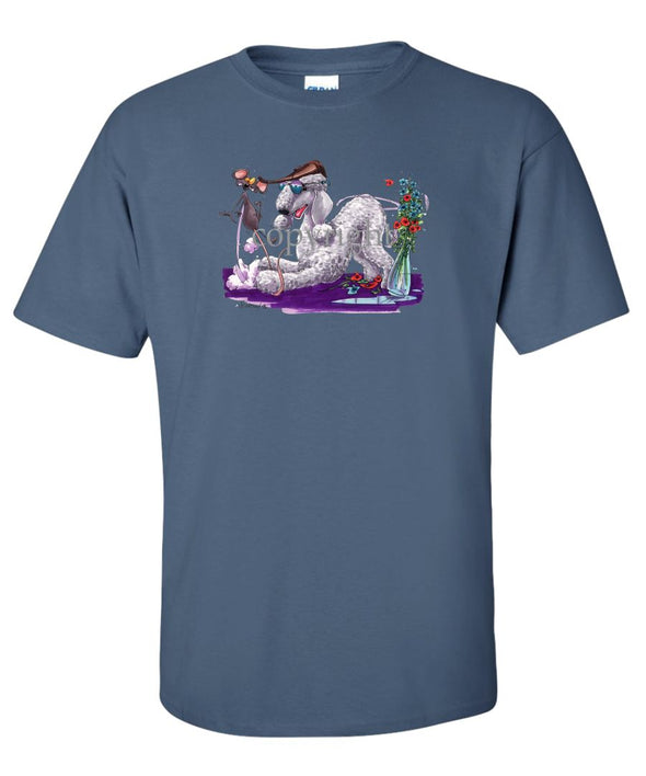 Bedlington Terrier - Puppy Pose With Mouse - Caricature - T-Shirt
