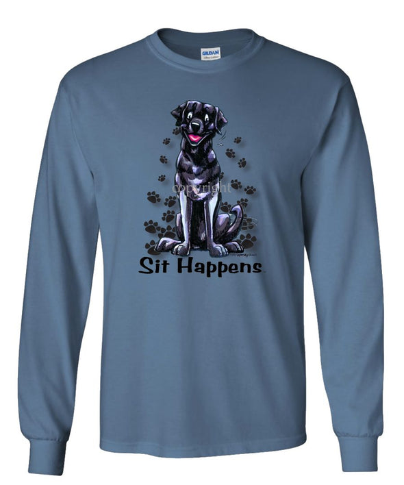 Labrador Retriever  Black - Sit Happens - Long Sleeve T-Shirt