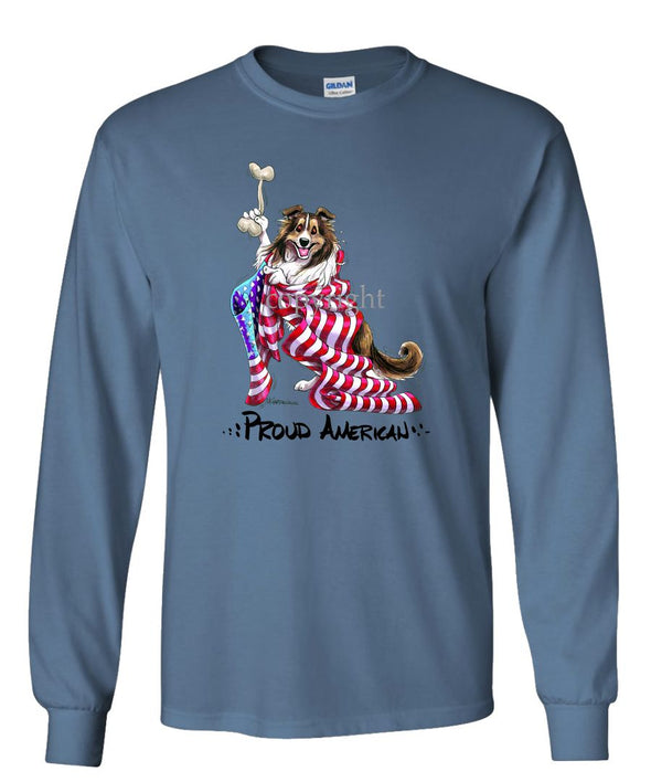 Shetland Sheepdog - Proud American - Long Sleeve T-Shirt