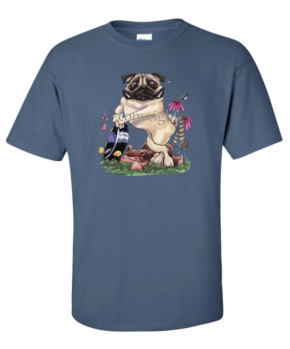 Pug - Standing With Dish - Caricature - T-Shirt