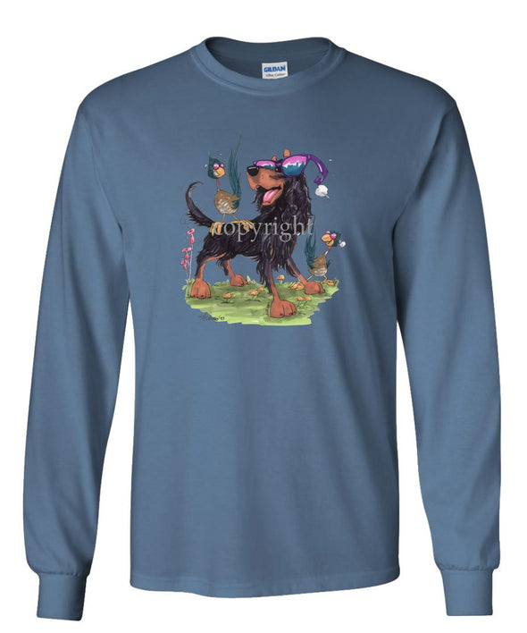 Gordon Setter - With Shades - Caricature - Long Sleeve T-Shirt