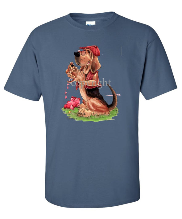 Bloodhound - With-puppy - Caricature - T-Shirt
