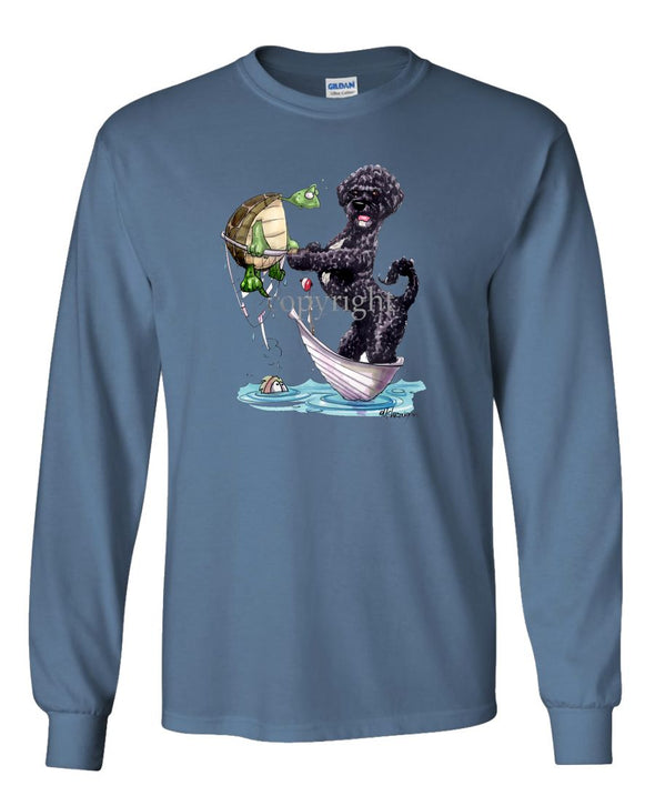 Portuguese Water Dog - Catching Turtle - Caricature - Long Sleeve T-Shirt