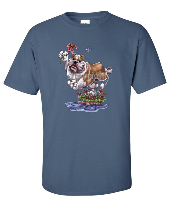 Bulldog - With Flower - Caricature - T-Shirt