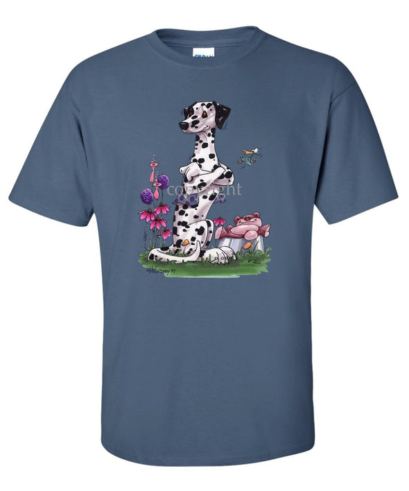 Dalmatian - Sitting With Stuffed Bear - Caricature - T-Shirt