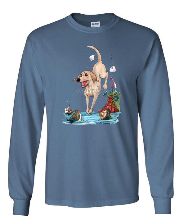 Labrador Retriever  Yellow - Diving - Caricature - Long Sleeve T-Shirt