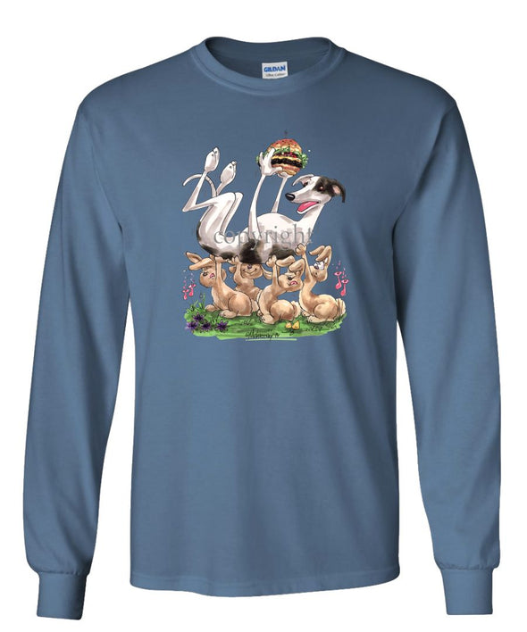 Greyhound - Cheesburger - Caricature - Long Sleeve T-Shirt