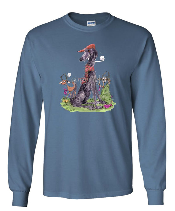 Scottish Deerhound - Hat Scarf Deer - Caricature - Long Sleeve T-Shirt