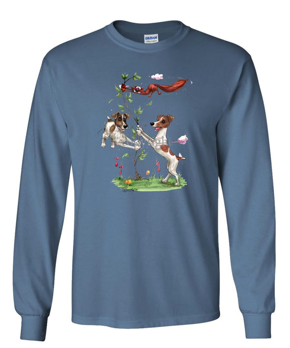 Parson Russell Terrier - Group Spinning Fox In Tree - Caricature - Long Sleeve T-Shirt