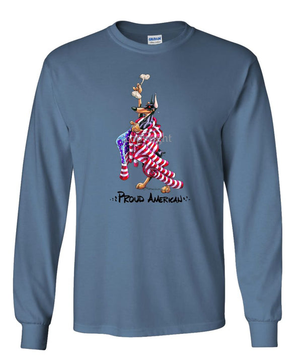 Doberman Pinscher - Proud American - Long Sleeve T-Shirt