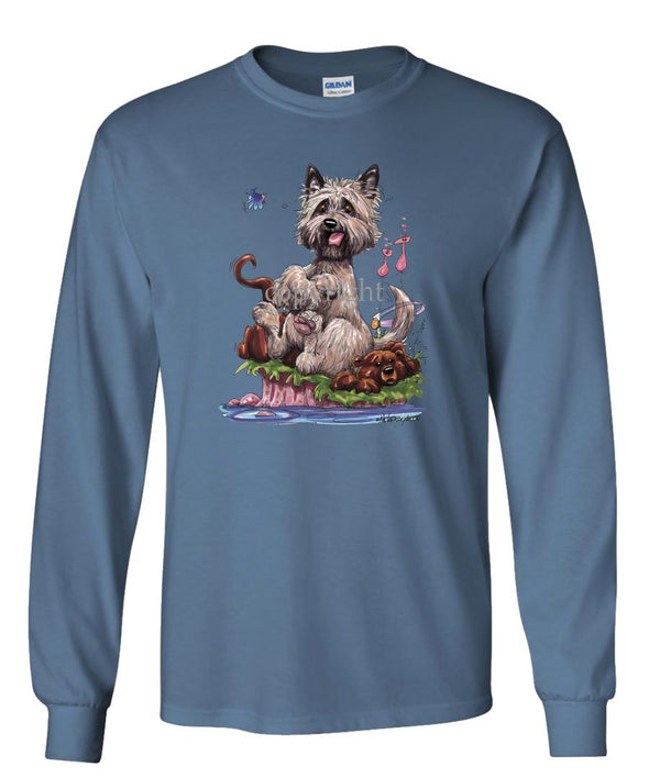Cairn Terrier - Sitting On Otter - Caricature - Long Sleeve T-Shirt