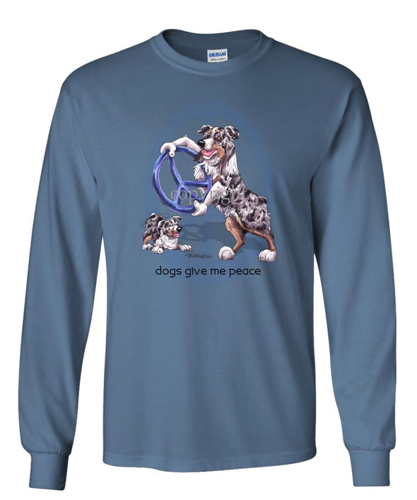 Australian Shepherd  Blue Merle - Peace Dogs - Long Sleeve T-Shirt