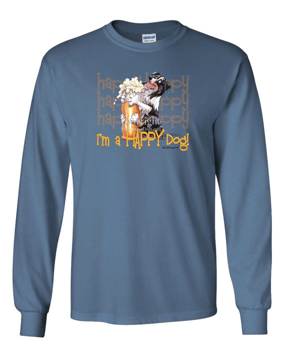 Australian Shepherd  Black Tri - 2 - Who's A Happy Dog - Long Sleeve T-Shirt