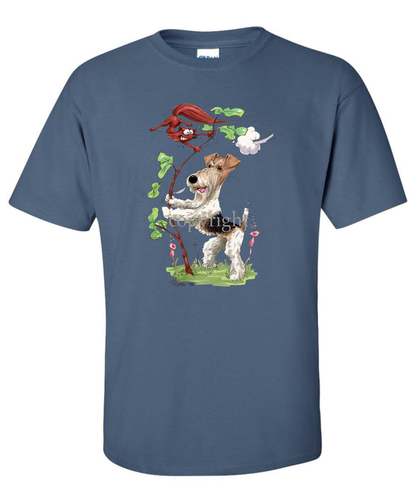 Wire Fox Terrier - Shaking Fox In Tree - Caricature - T-Shirt