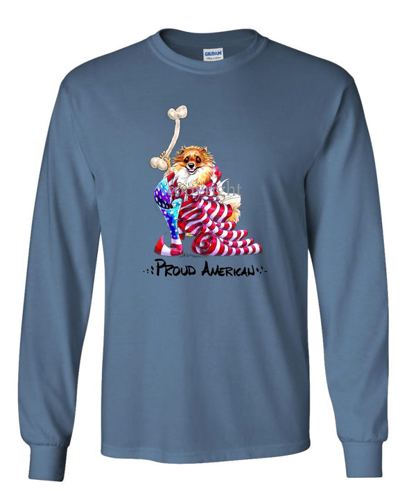 Pomeranian - Proud American - Long Sleeve T-Shirt