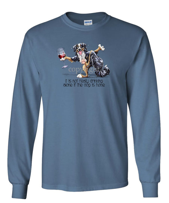 Bernese Mountain Dog - It's Drinking Alone 2 - Long Sleeve T-Shirt