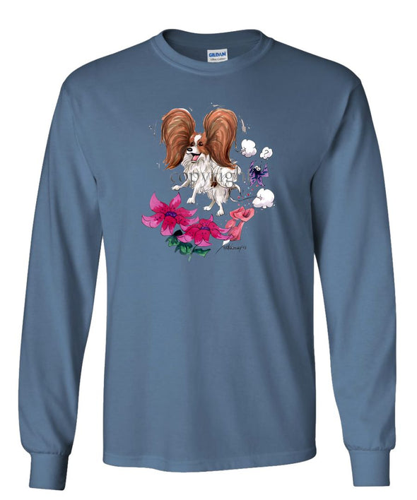Papillon - Flying Over Flowers - Caricature - Long Sleeve T-Shirt