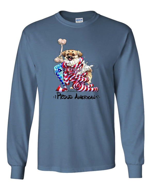 Tibetan Spaniel - Proud American - Long Sleeve T-Shirt