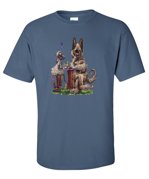 Briard - Playing Chess With Sheep - Caricature - T-Shirt