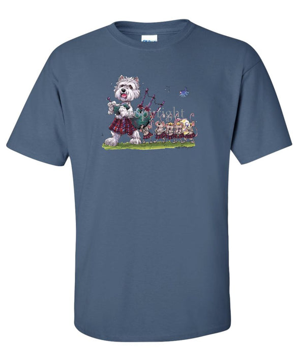 West Highland Terrier - Bagpipes - Caricature - T-Shirt