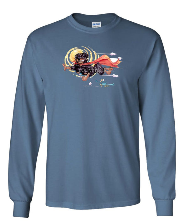 Rottweiler - Flying With Cape - Caricature - Long Sleeve T-Shirt