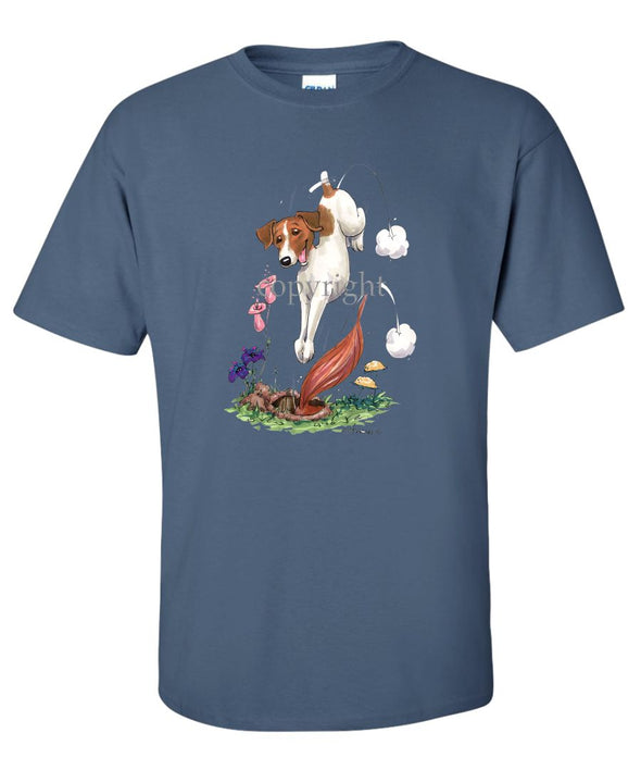 Jack Russell Terrier - Diving After Fox - Caricature - T-Shirt