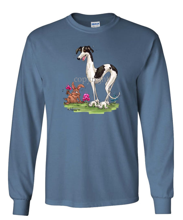 Greyhound - Sneeking Up On Rabbit - Caricature - Long Sleeve T-Shirt