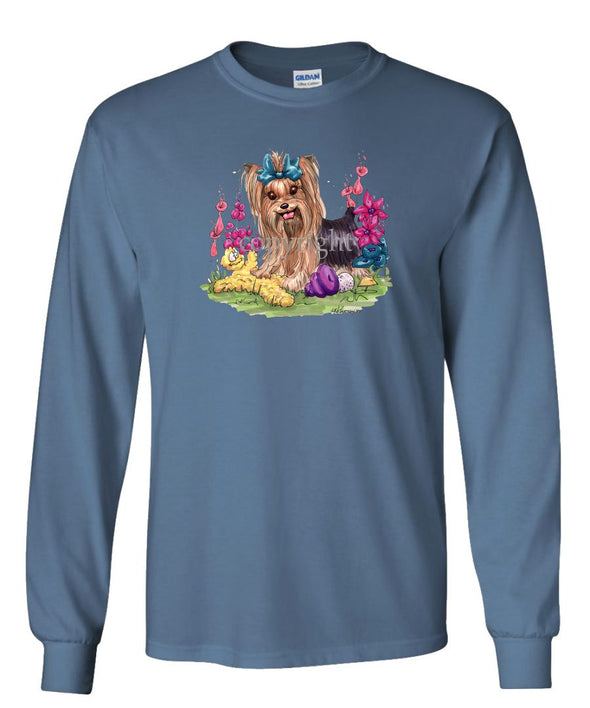 Yorkshire Terrier - Toys Turquoise Ribbon - Caricature - Long Sleeve T-Shirt