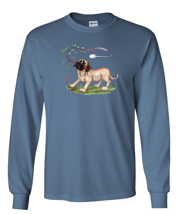 Mastiff - Swinging Squirrel In Tree - Caricature - Long Sleeve T-Shirt