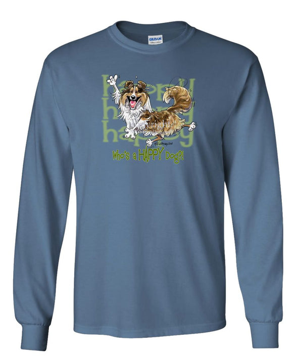 Shetland Sheepdog - Who's A Happy Dog - Long Sleeve T-Shirt