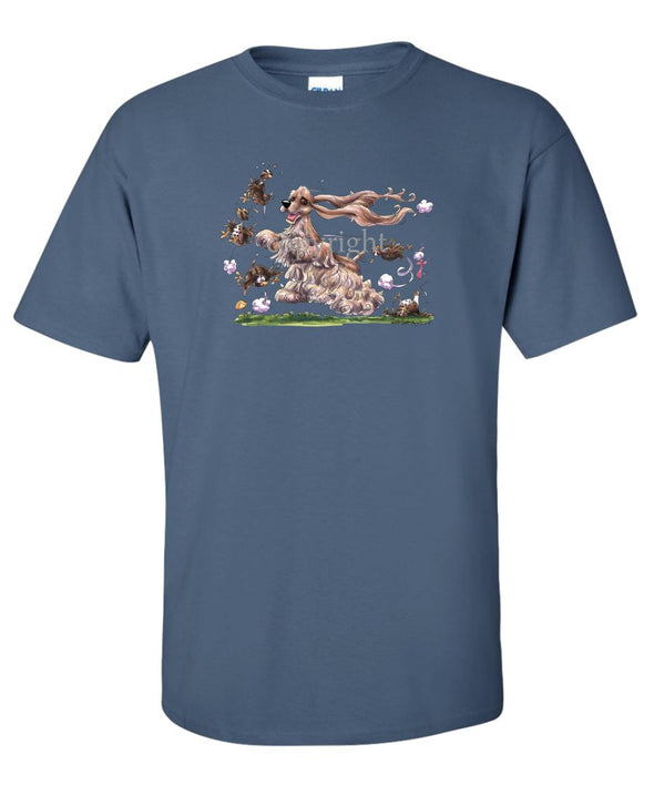 Cocker Spaniel - Chasing Quail - Caricature - T-Shirt
