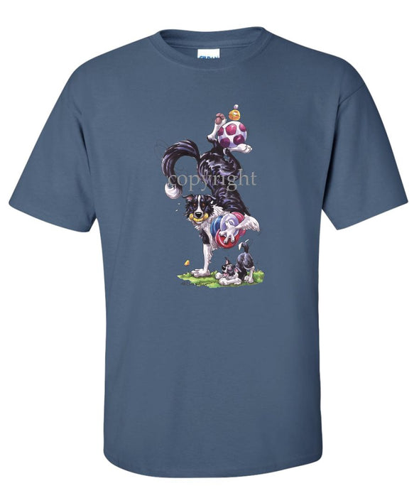 Border Collie - Hand Stand With Toys - Caricature - T-Shirt