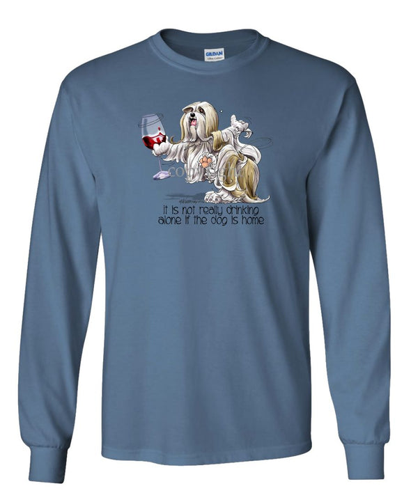 Lhasa Apso - It's Drinking Alone 2 - Long Sleeve T-Shirt